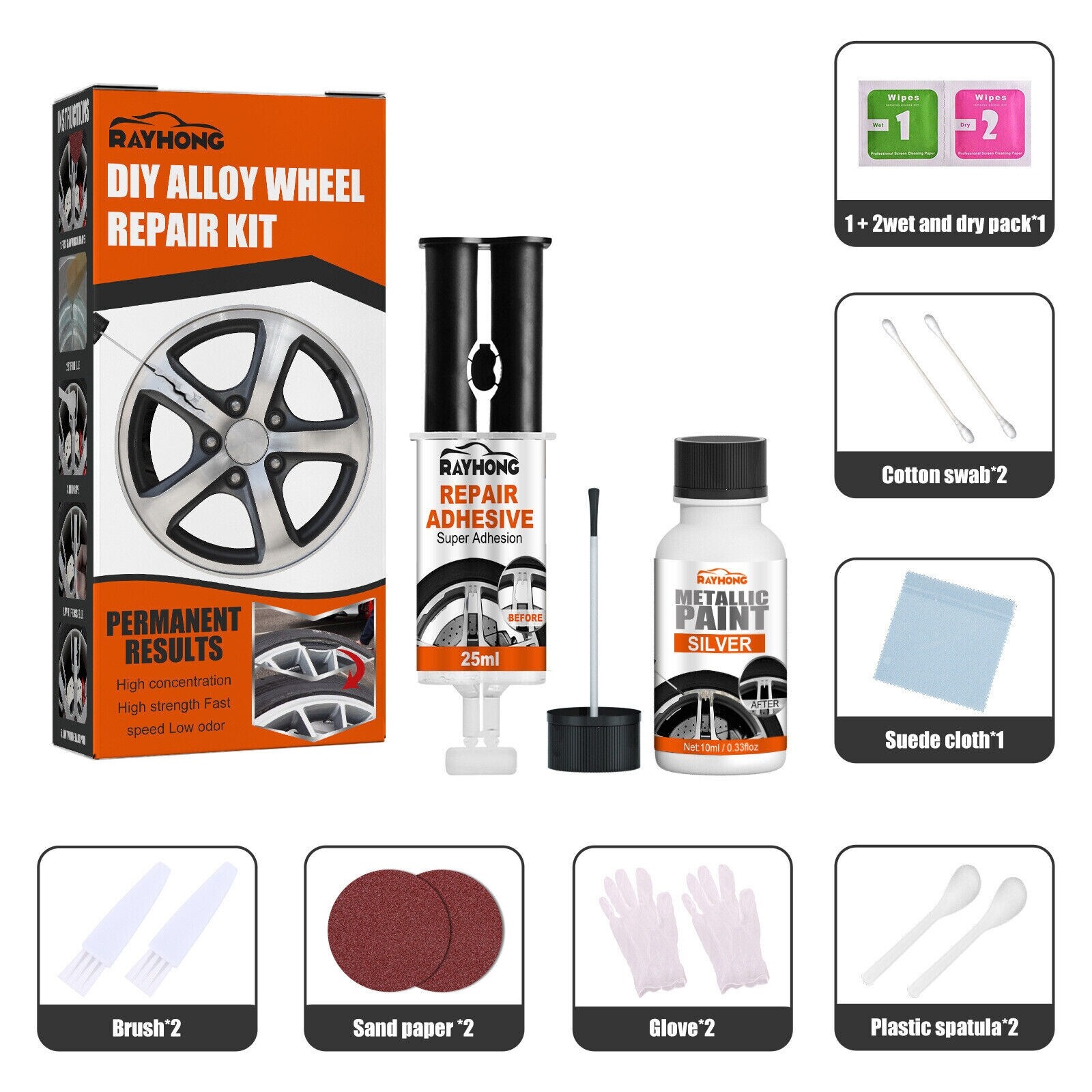 1 Set Alloy Wheel Repair Kit Rim Car Auto Scratch Removal Set Dent Rash Remover