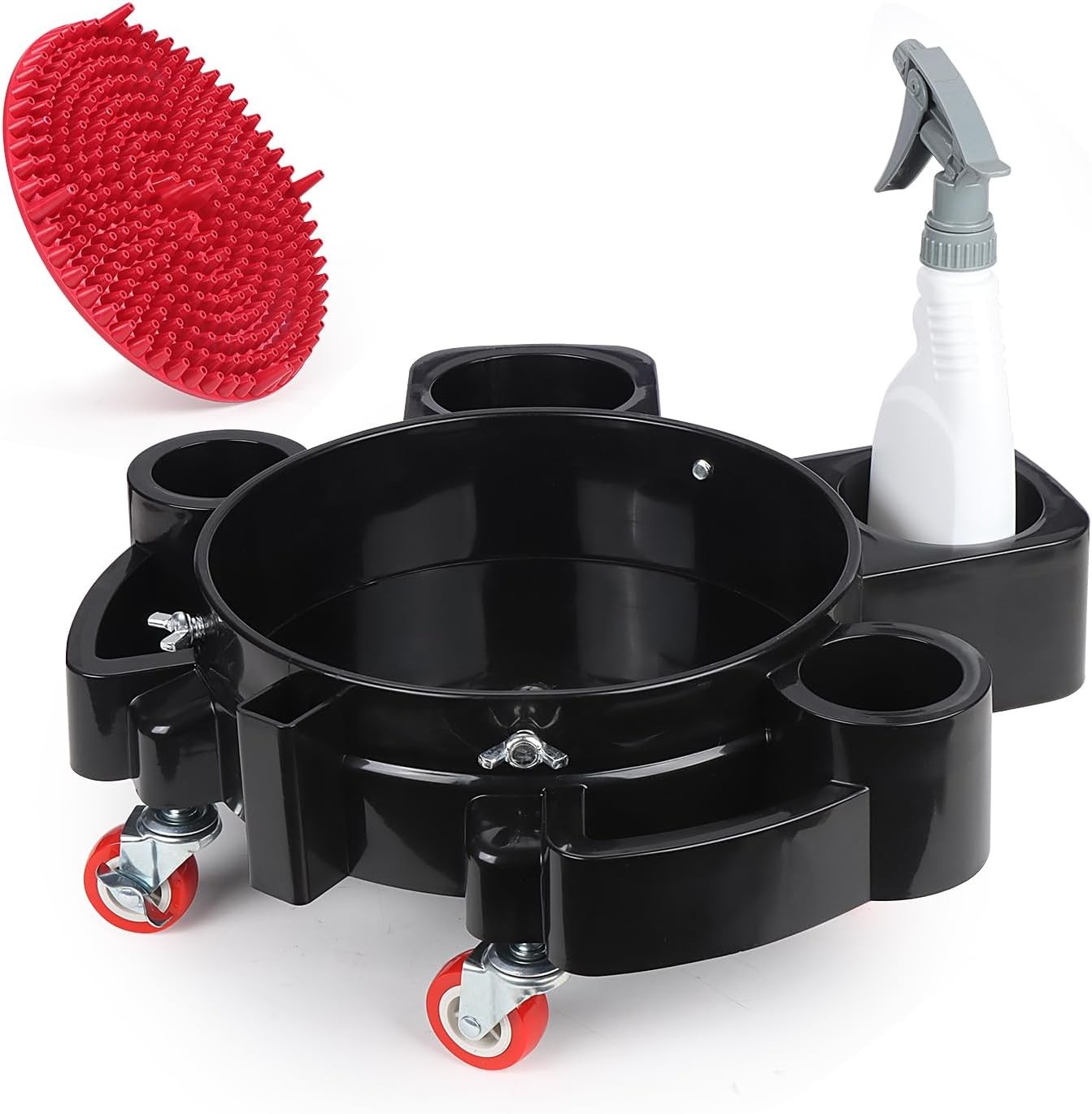 LCGP Bucket Dolly 5 Gallon Car Wash with Dirt Guard and bottle, Black