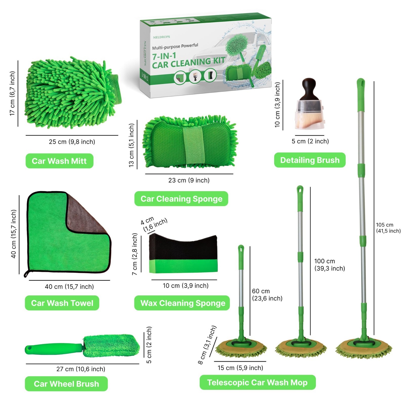 7-in-1 Auto Detailing Kit – Complete Car Cleaning Set with Mop, Brushes & Towels