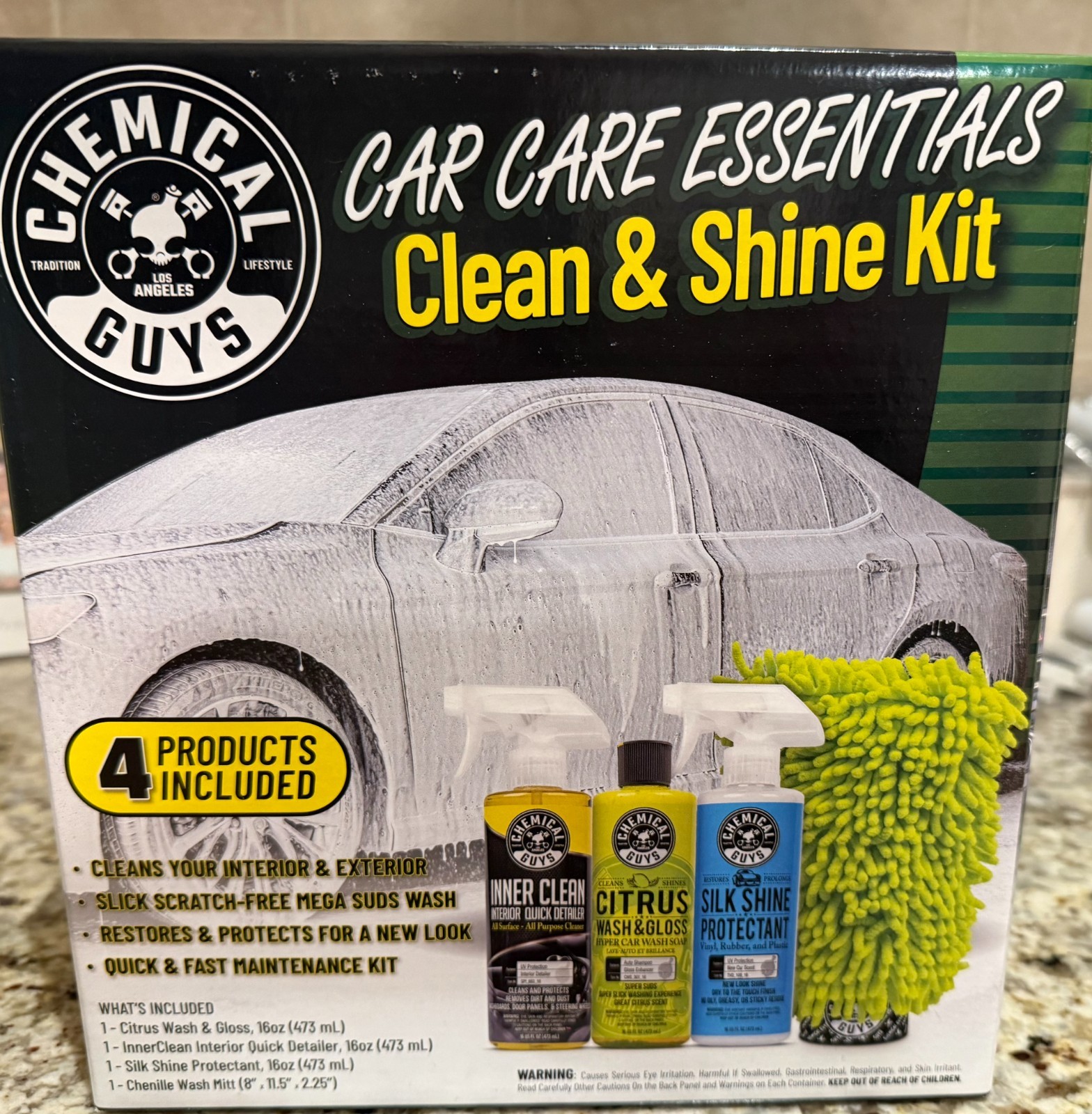 NEW Chemical Guys Car Care Essentials Clean & Shine Kit 4 Products Included