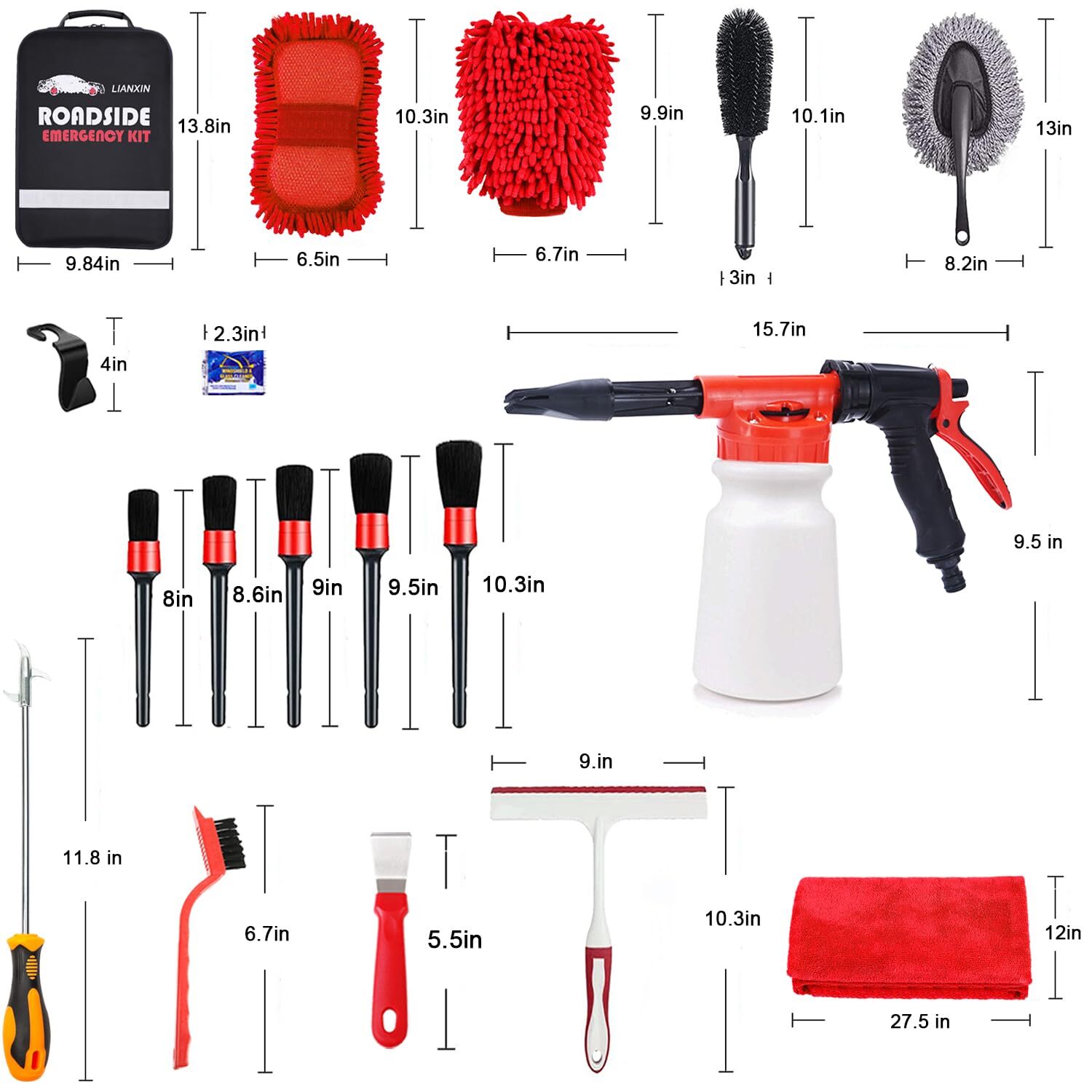 Car Wash Kit Car Wash Cleaning Kit with Car Wash Foam Gun Microfiber Sponge a…