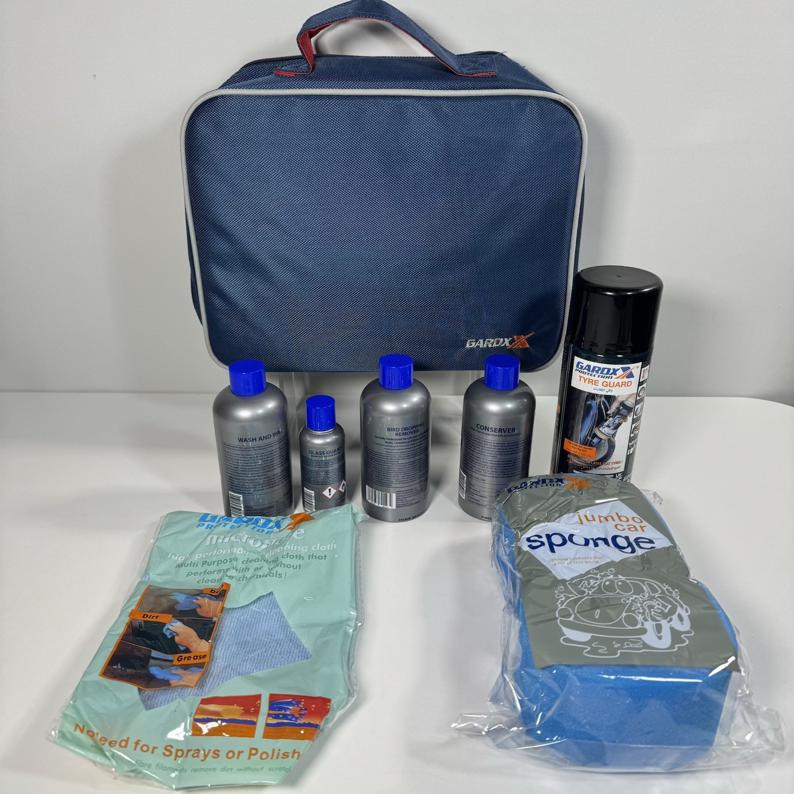 GardX Car Care Kit Wash Wax Glass Guard Tyre Guard Sponge Bag New