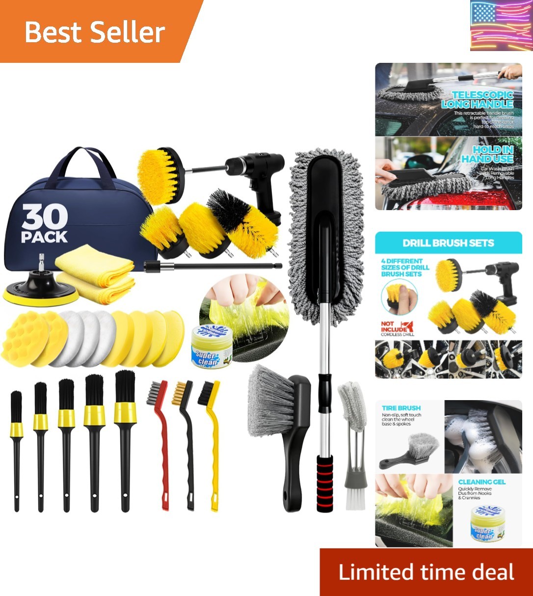 30Pcs Car Detailing Kit, Car Detailing Brush Set, Car Wash Cleaning Kit, Car …