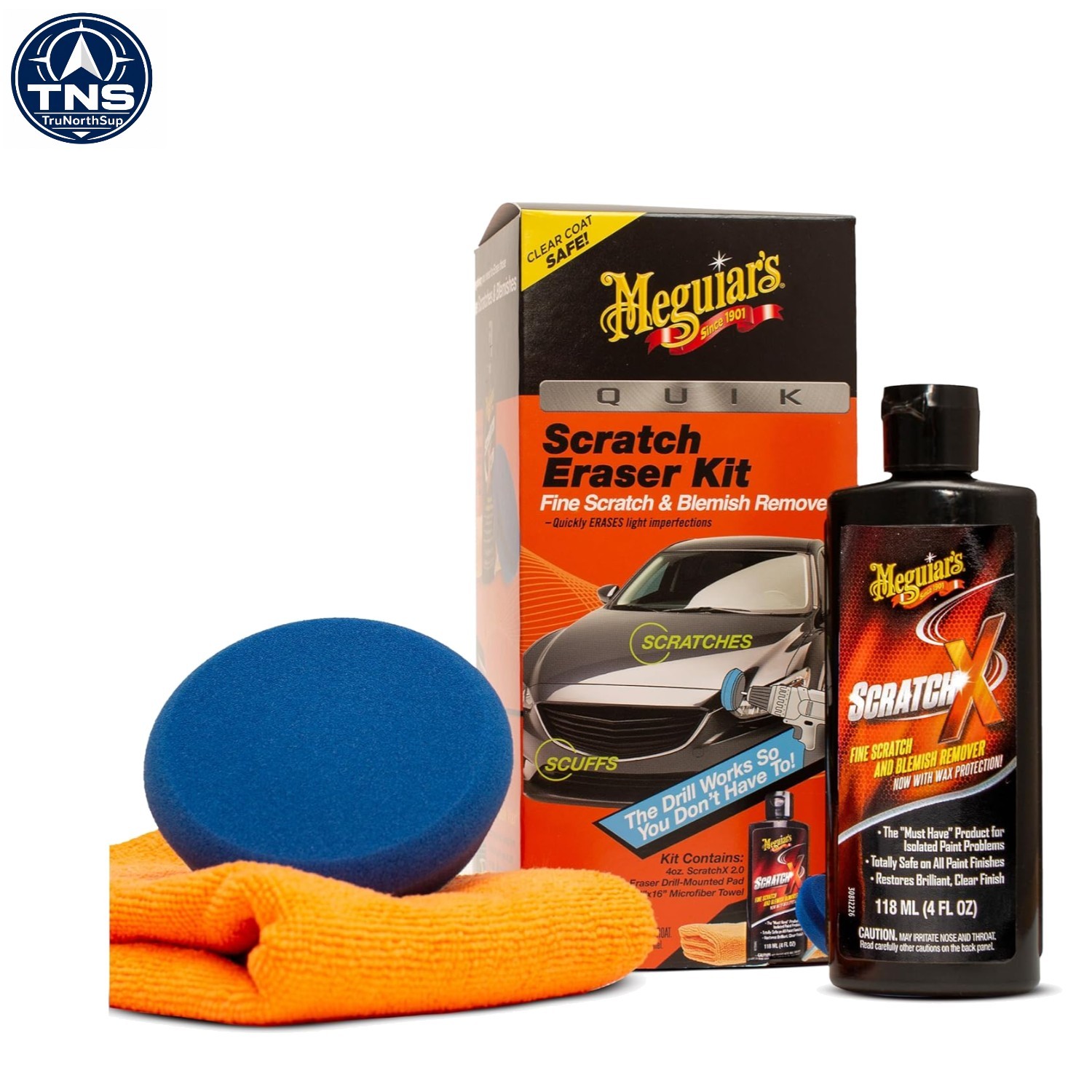 Car Scratch Repair Kit with Drill Pad Microfiber Towel Safe on Clear Coat