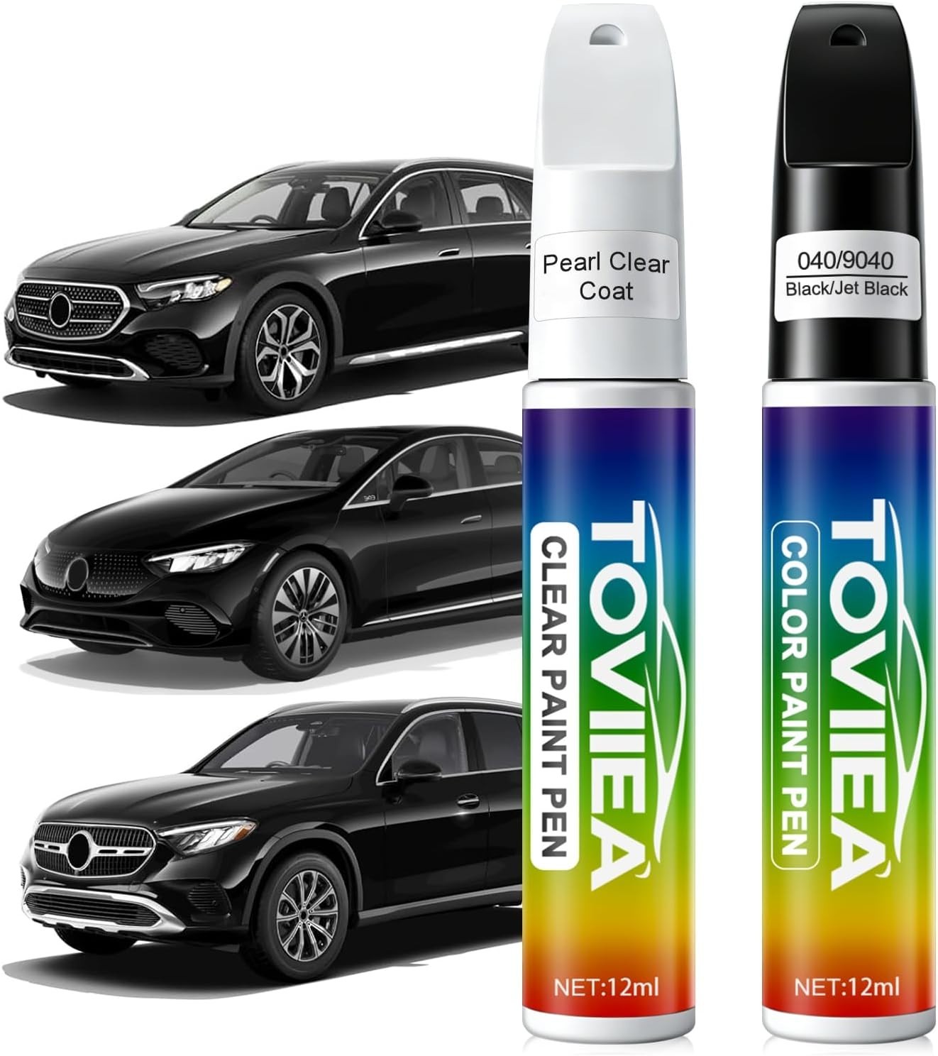 Car Touch Up Paint Compatible with Mercedes-Benz 040/9040 Black 0.4 Fl Oz 2-Pcs