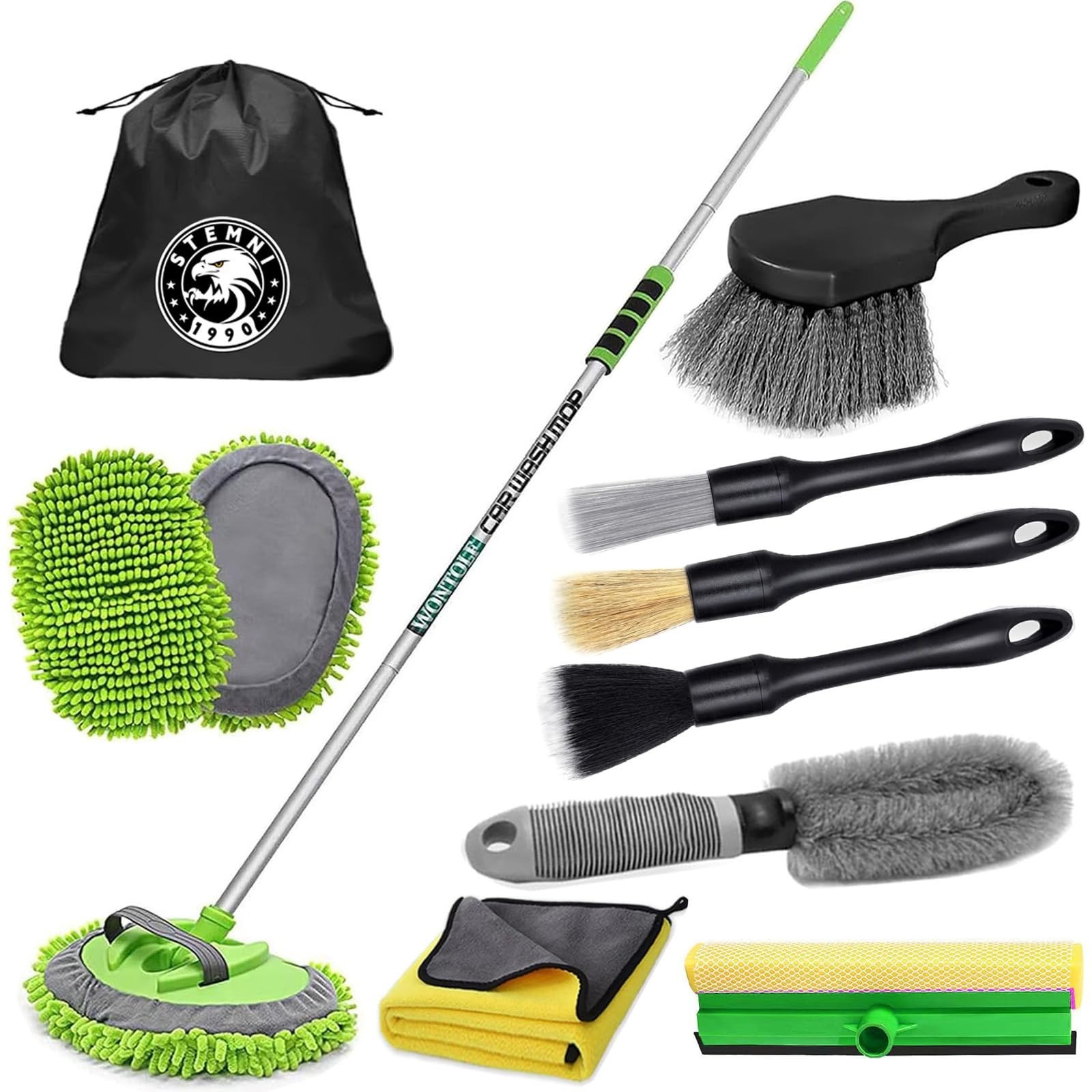 14Pcs Car Wash Kit – 62″ Long Handle Brush, Microfiber Mitt & Mop for Cars, RVs,