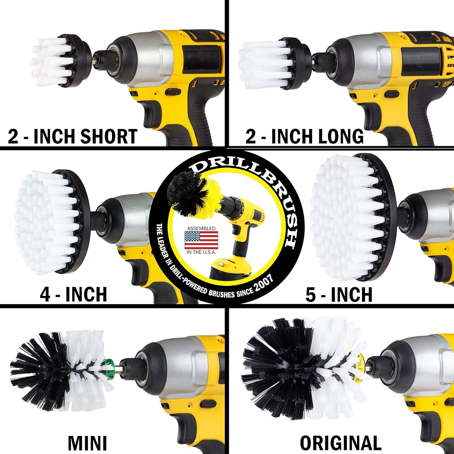 Car Cleaning Brush Kit Steel Drill-Powered Auto Upholstery and Wheel Scrubbing