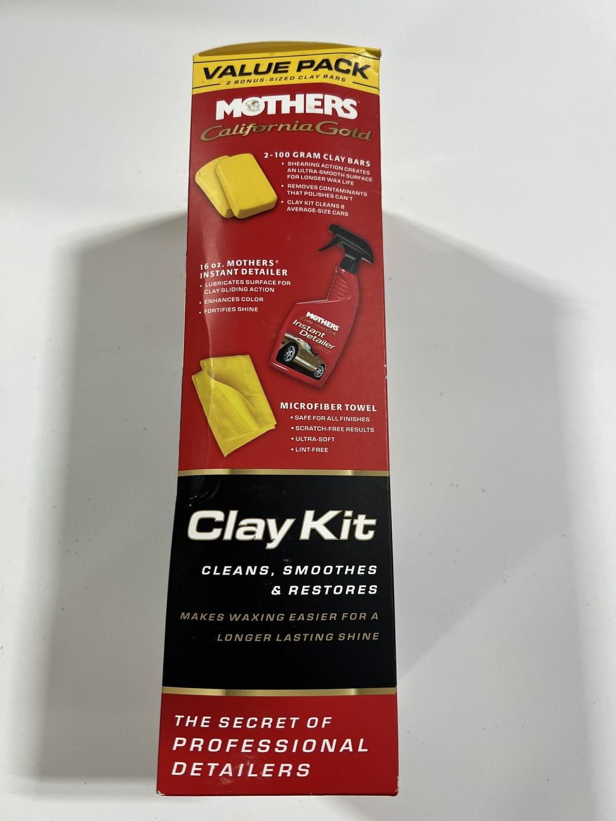 Mothers California Gold ValuePack 2-100 Grams Clay Bars,16oz Detailer,Mic.Towel