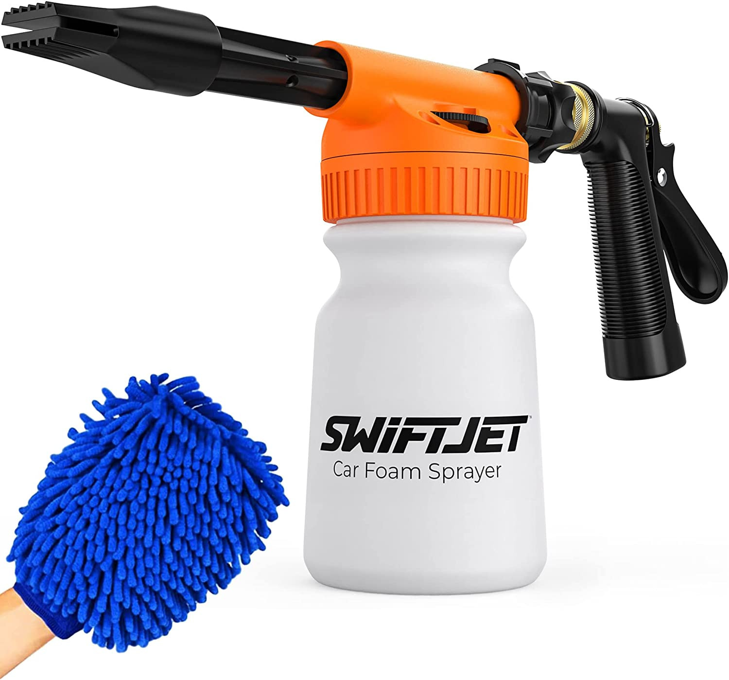 Orange Car Wash Foam Gun with Wash Mitt Car Foam Sprayer Foam Cannon Garden Hose