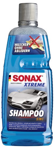 SONAX XTREME Shampoo 2in1 – Autoshampoo 1L + XL Chenille Waschhandschuh blau
