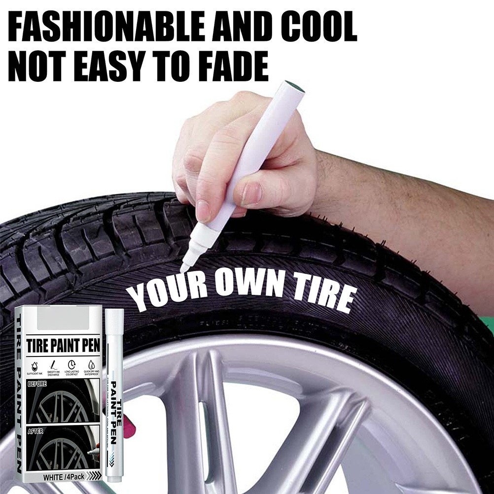 NEW 4 Pack White Marker Pen Fade Resistant Waterproof Tire Paint Marker Pen For