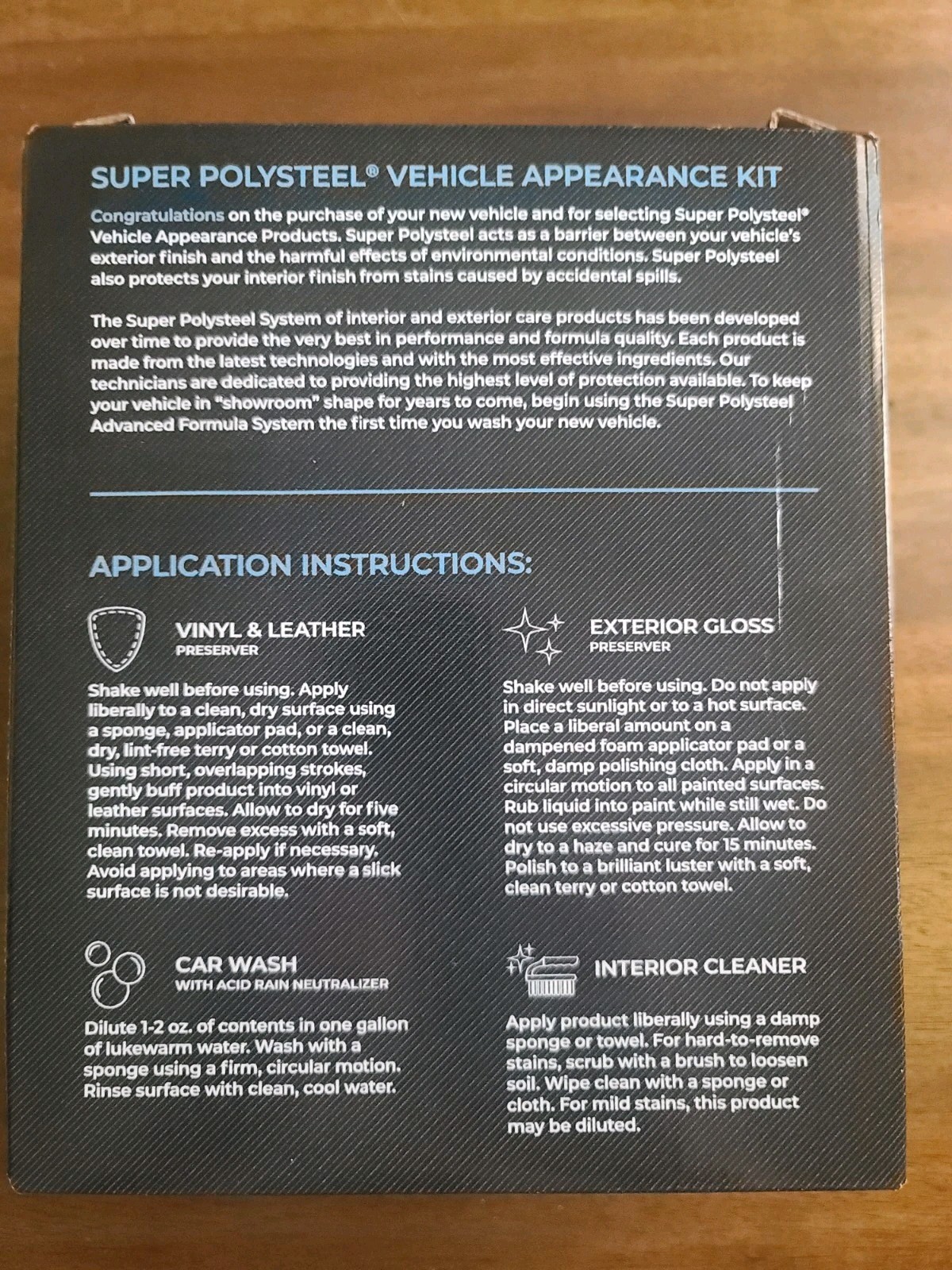 SUPER POLYSTEEL Professional Series Vehicle Maintenance & Care Products Car Kit