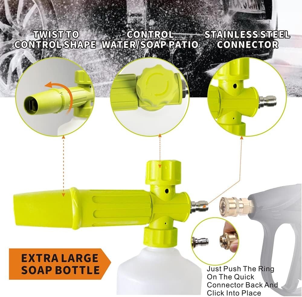1L Foam Cannon for Car & Exterior Cleaning with Quick Connect & Mitt