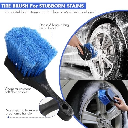 62” Long Handle Car Wash Brush Kit – Scratch-Free Mop, Tire Brush, Mitt & Squee