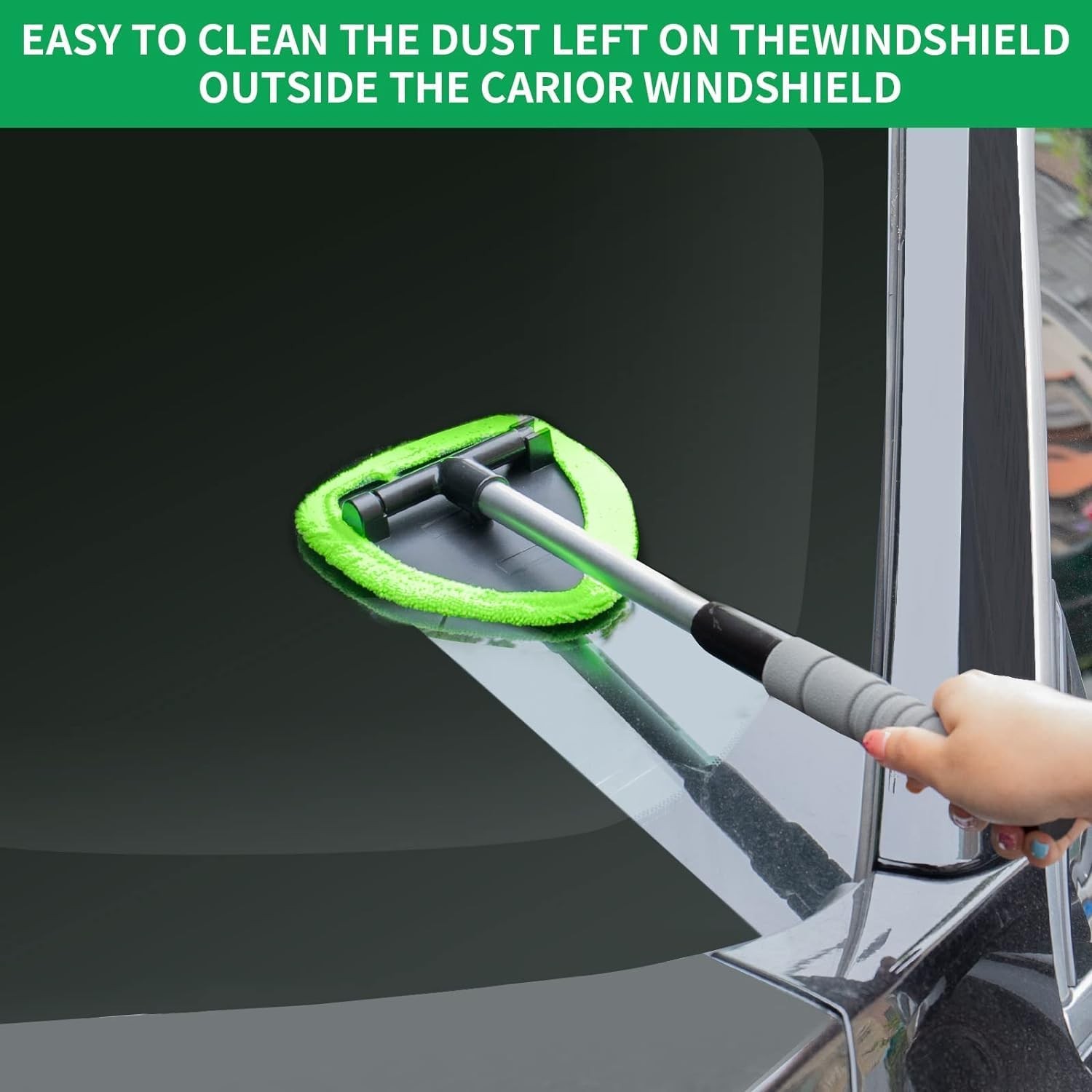24-inch Windshield Cleaner Tool –t with Extendable Handle & 4 Microfiber Pads