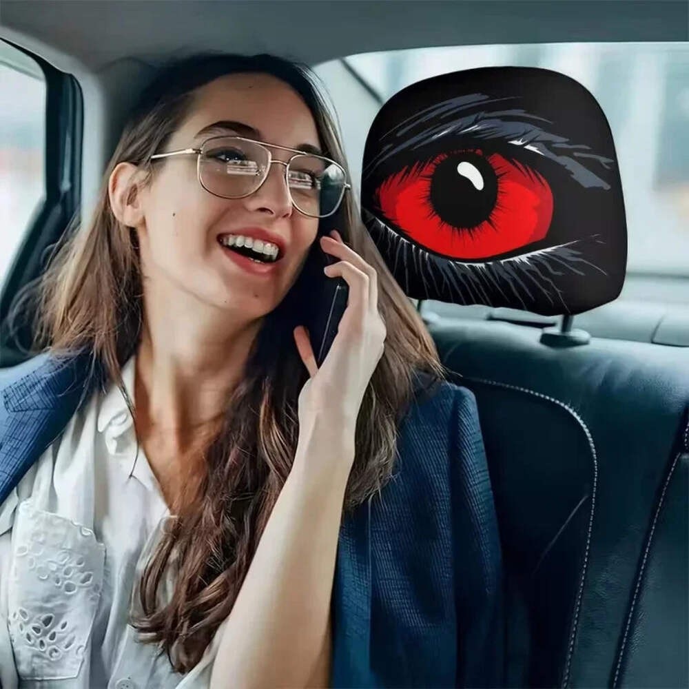 1PC-Red-eyed Car Headrest Cover Interior Protector Auto Vehicle Accessory