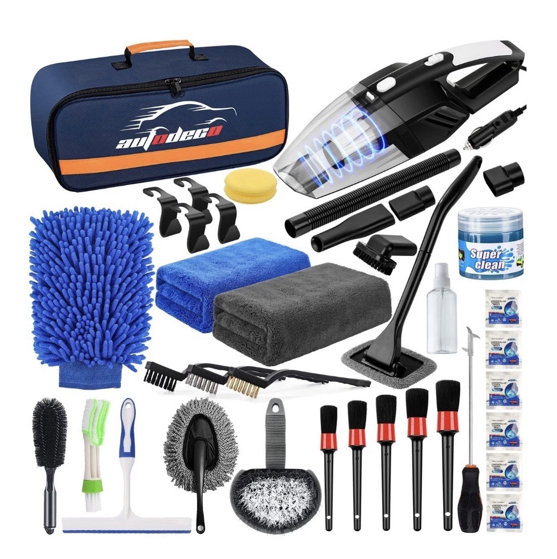 AUTODECO 39Pcs Car Cleaning Wash Kit Interior Detailing Cleaner Kit