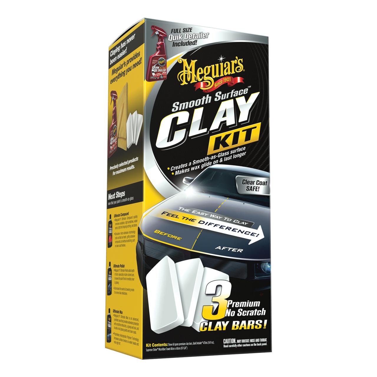 Meguiar’s G191700 Smooth Surface Clay Kit Clear Coat Safe for Car/Auto Detailing