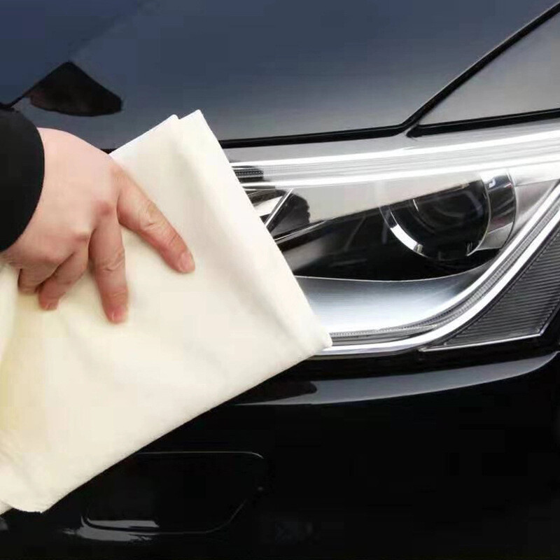 Natural sheepskin Leather Car Cleaning Cloth Wash Absorbent Drying Shammy Towel