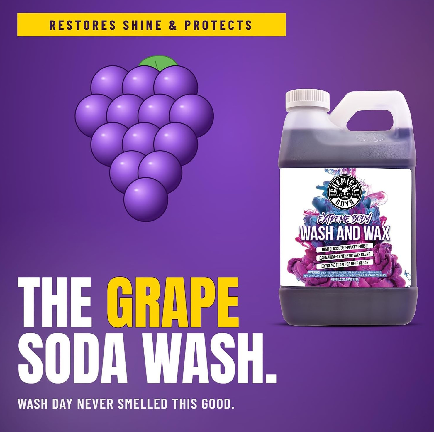 Chemical Guys Extreme Bodywash & Wax Car Wash Soap 1 Gallon Foam Cannon Grape