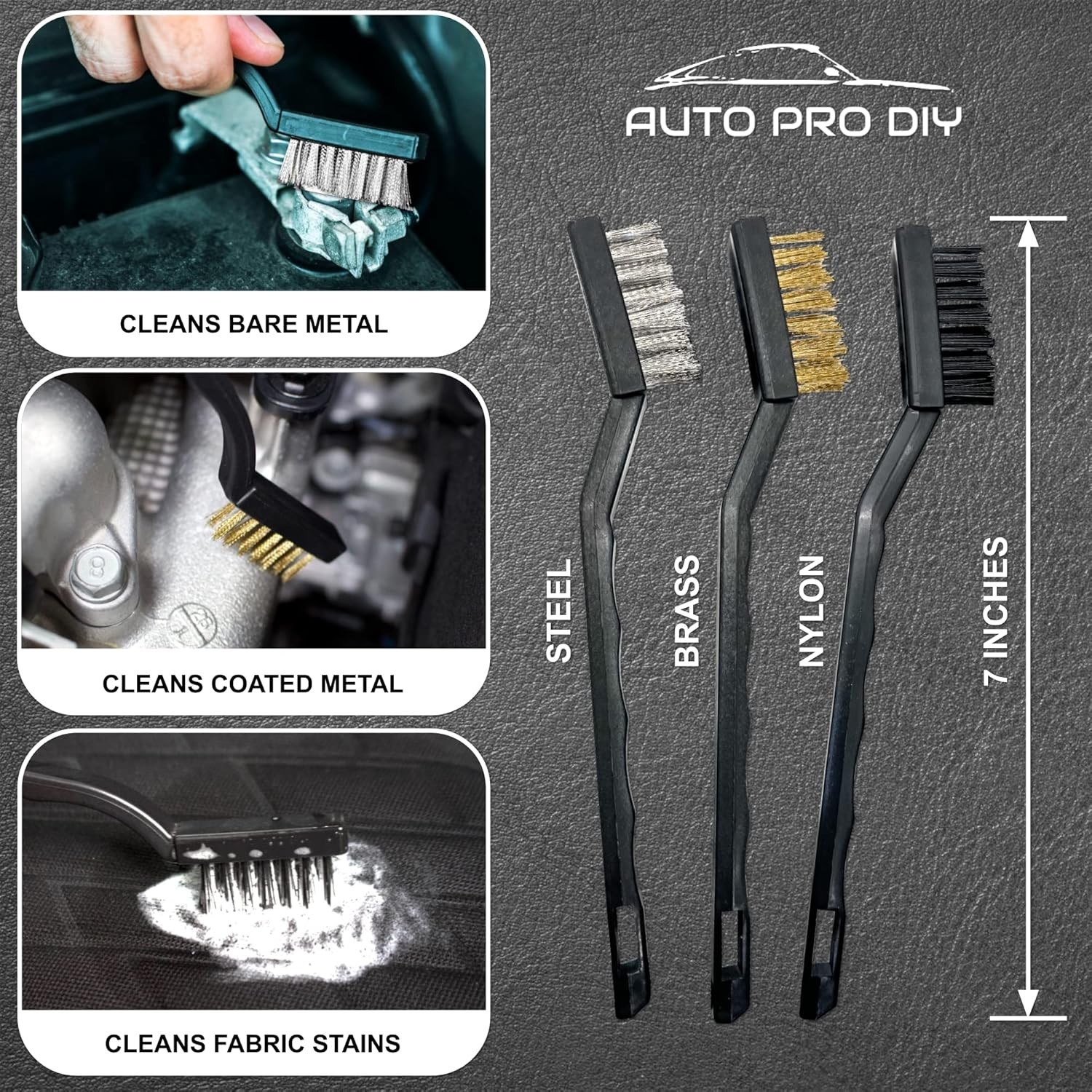 11-Piece Automotive Detailing Kit – Boar Hair & Durable Wire Brushes