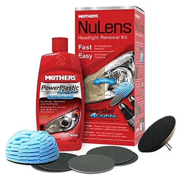 Mothers NuLens Headlight Renewal Kit, 8 oz, PowerBall Polishing Tool Free Ship