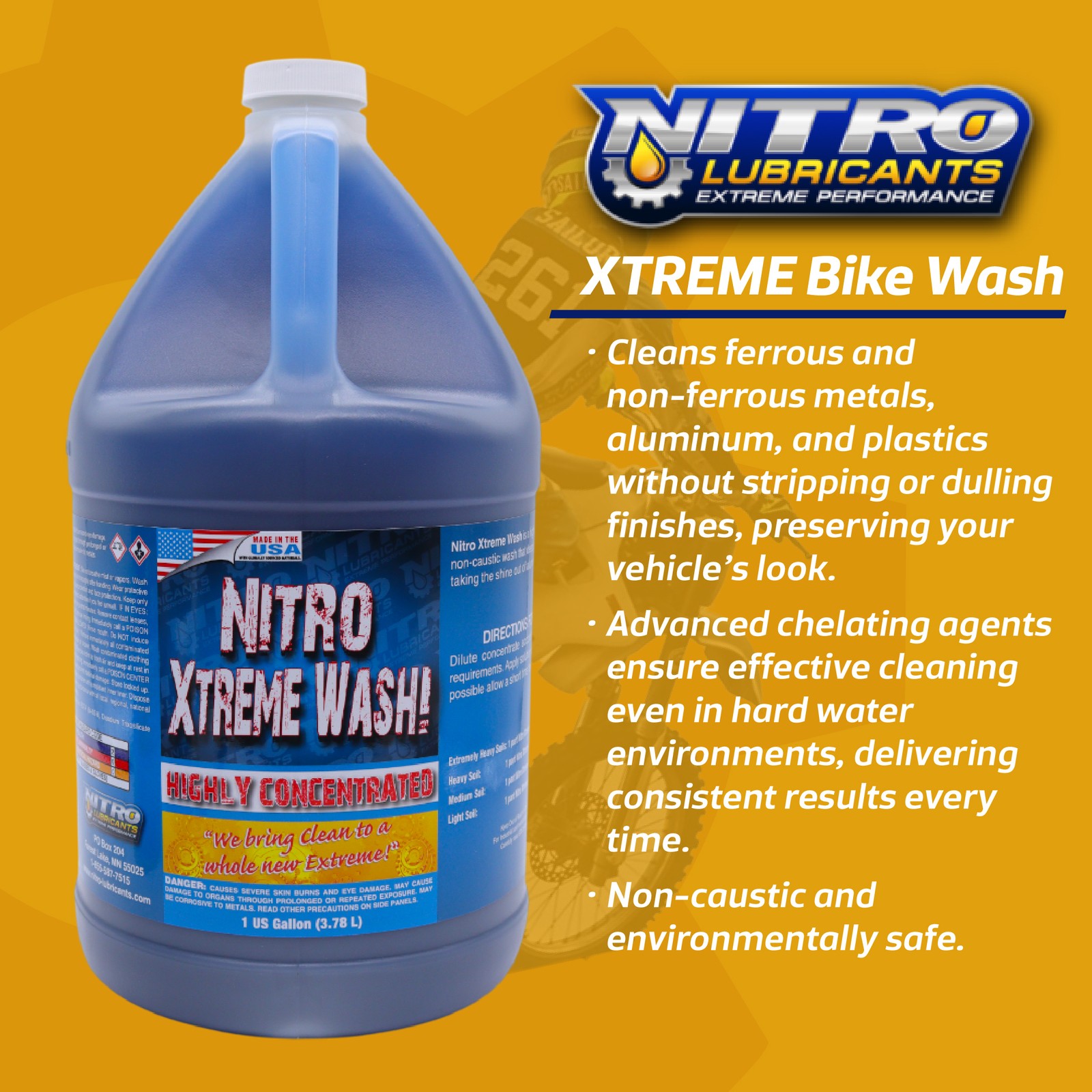 Nitro Lubricants Xtreme Bike Wash (1 GL) – Concentrated Cleaner