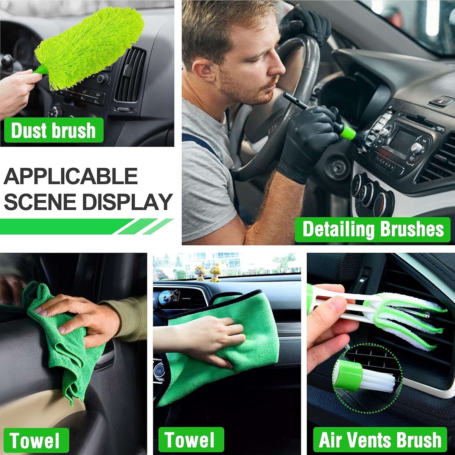 All-in-One Car Wash Kit – 17 Piece Set Featuring 62″ Brush & Interior Detailing