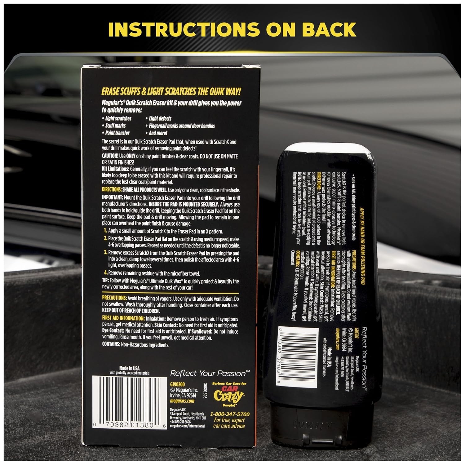 Drill-Mounted Car Scratch Eraser Kit with Microfiber Towel – Clear Coat Safe