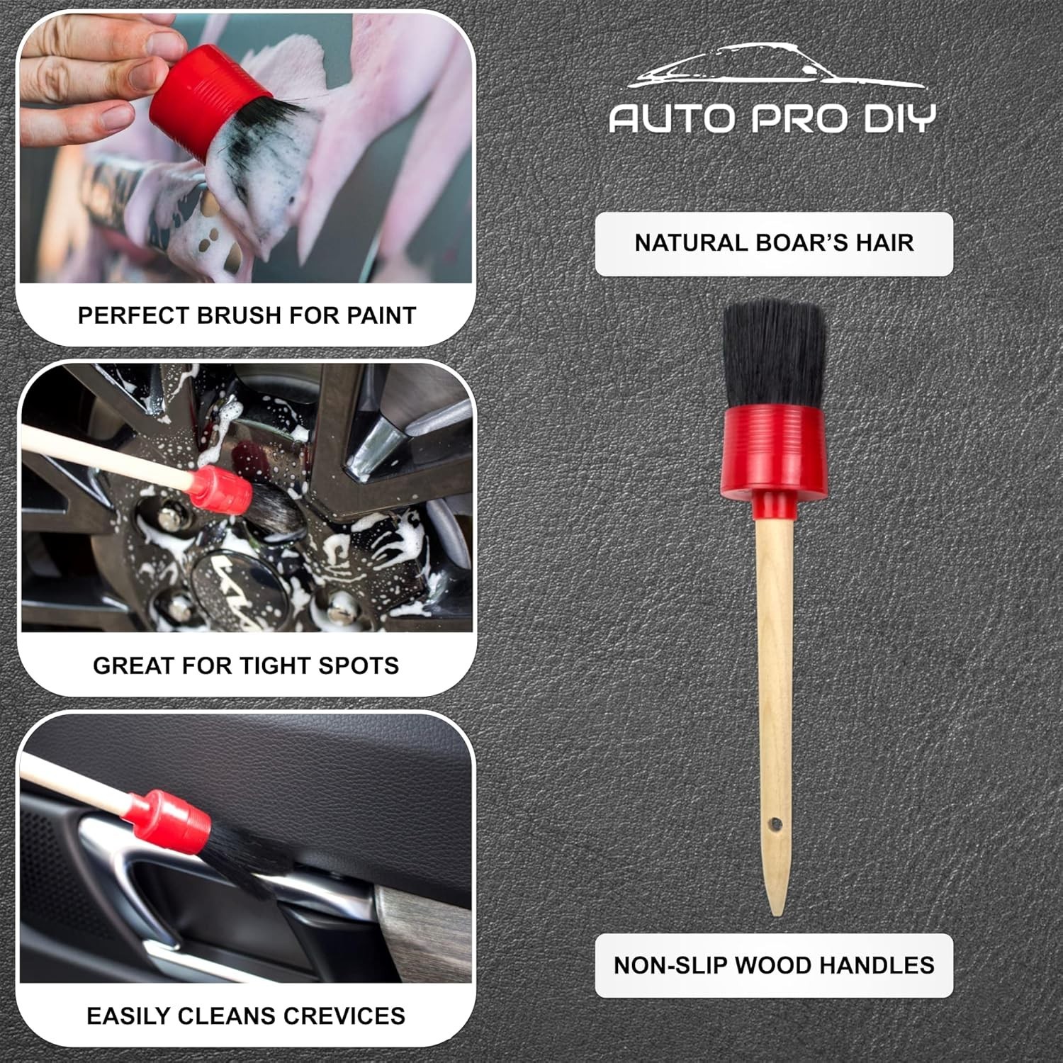 11-Piece Automotive Detailing Kit – Boar Hair & Durable Wire Brushes
