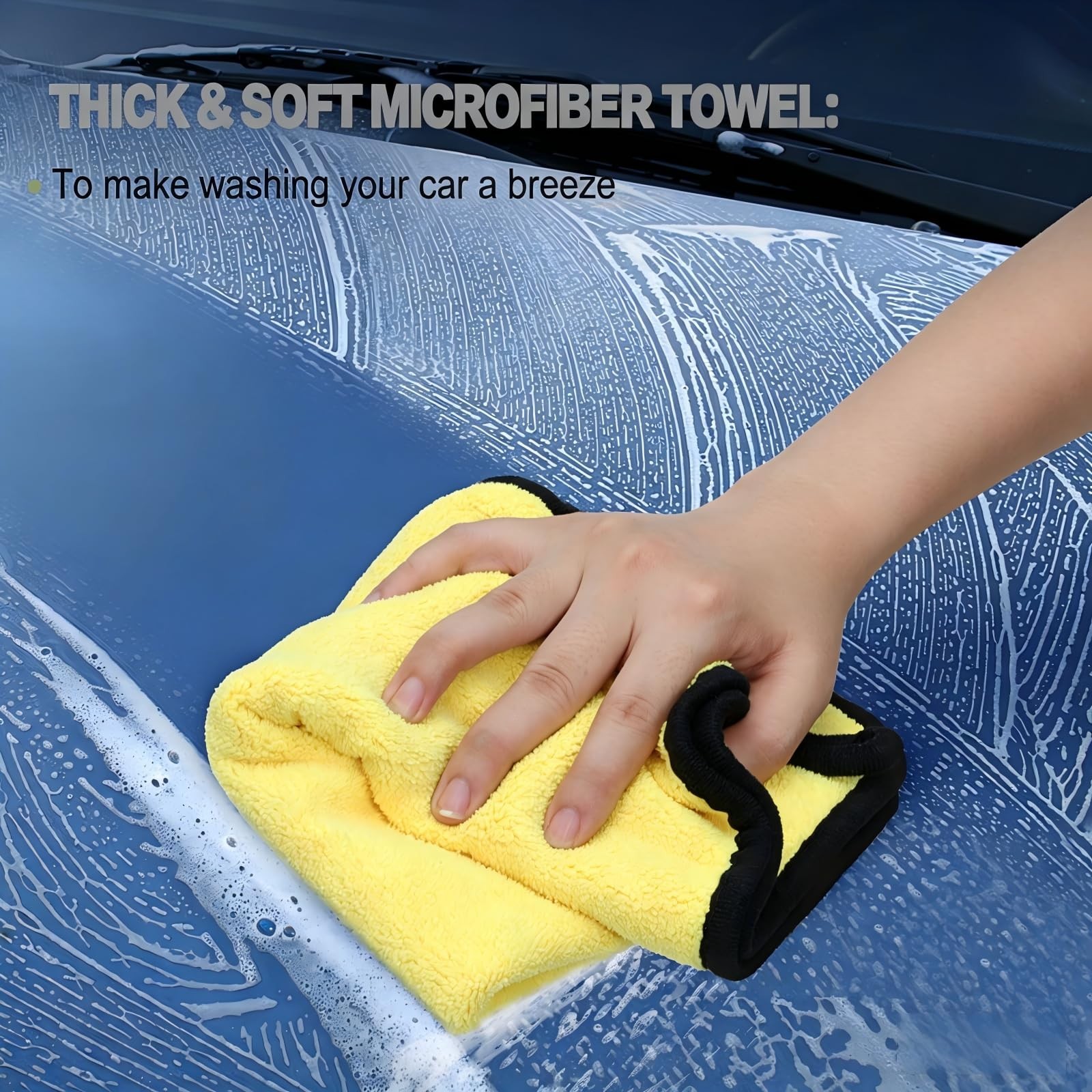 12Pcs Car Wash Kit – 62″ Long Handle Microfiber Brush, Mop & Mitt for Cars, RVs,