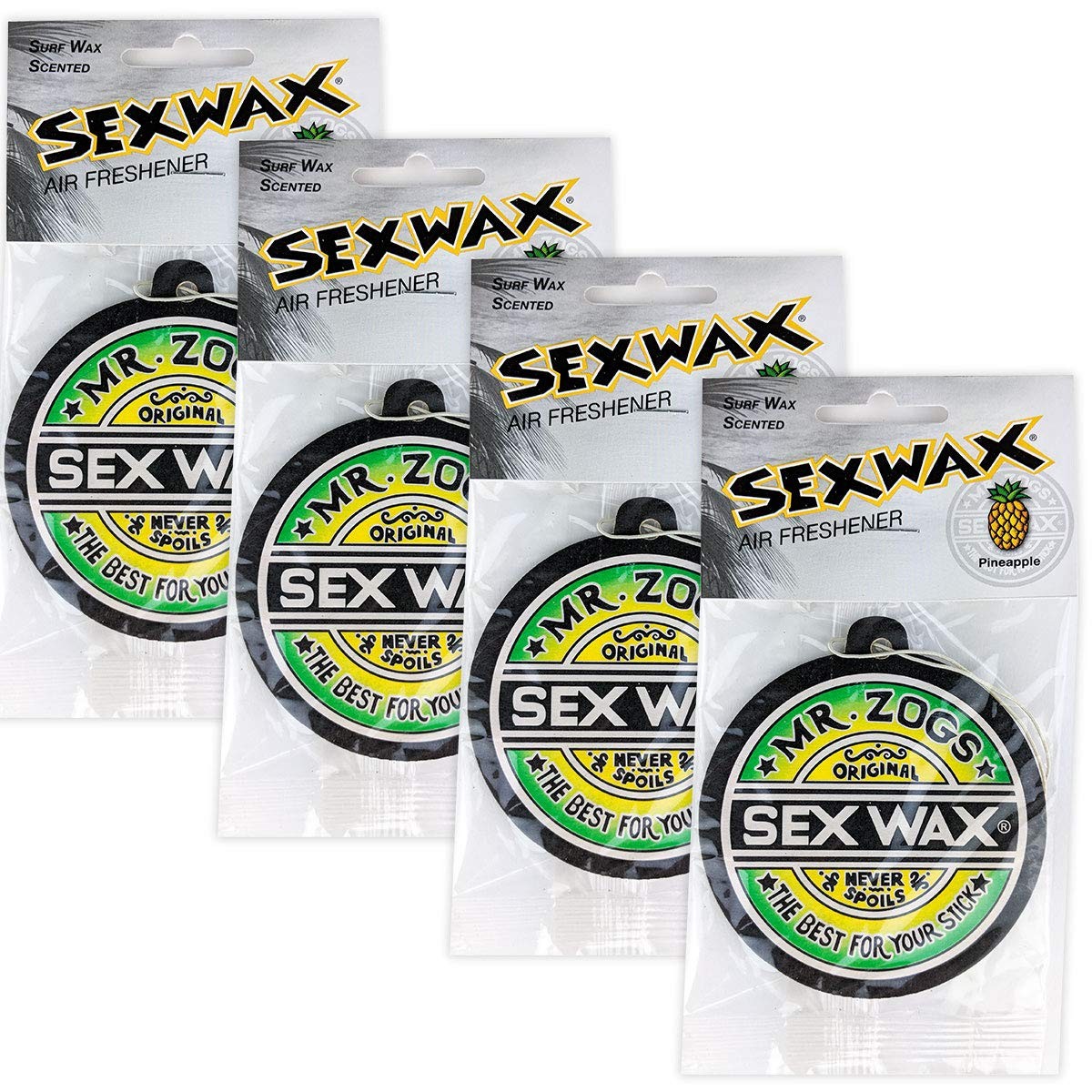 Sex Wax Air Freshener Multi Pack 4 Count (Pack of 1), Pineapple 4