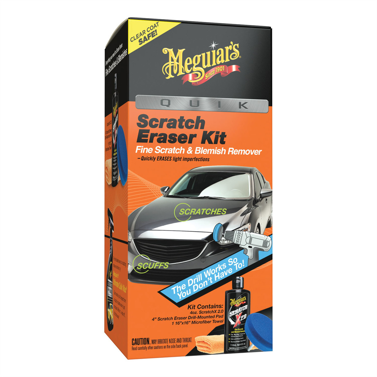 Meguiars G190200 Quik Scratch Eraser Kit, 4 oz Bottle, Creamy White, Liquid