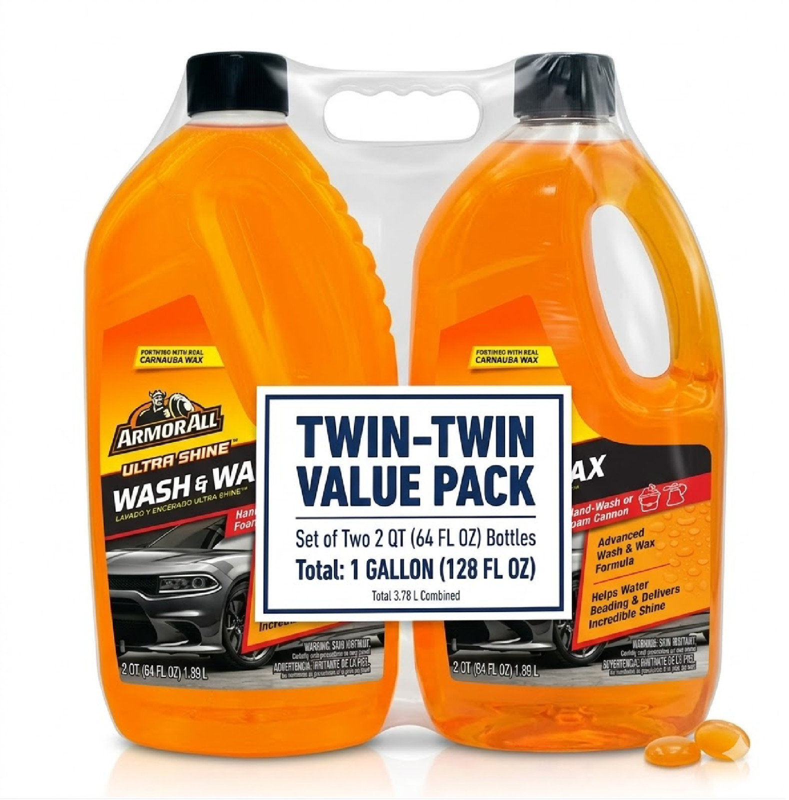 2 Pk Armor All Ultra Shine Wash & Wax Car Cleaner, 64 fl oz