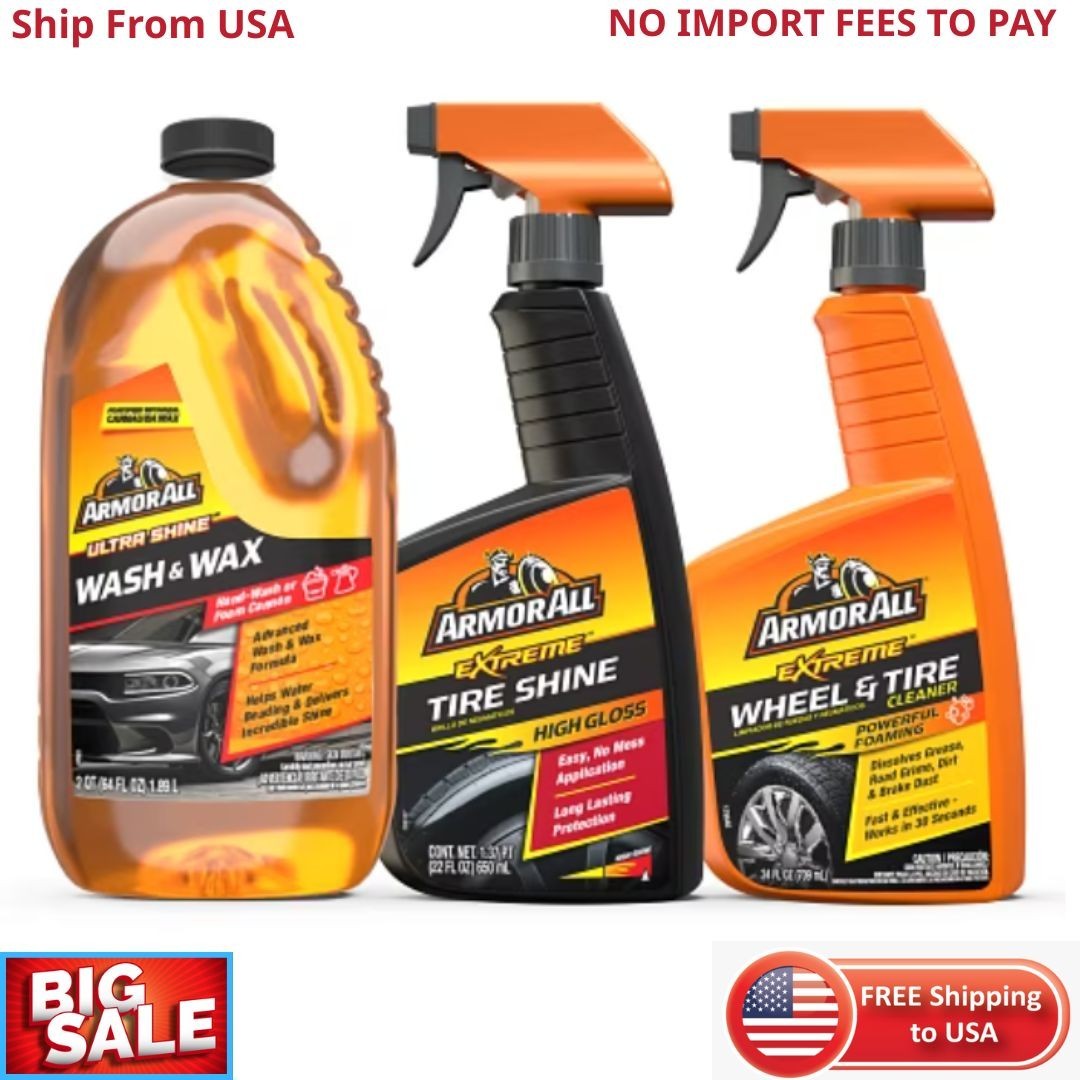 Armor All Car Wash, Wax, and Shine Kit, 3-Piece Bundle New