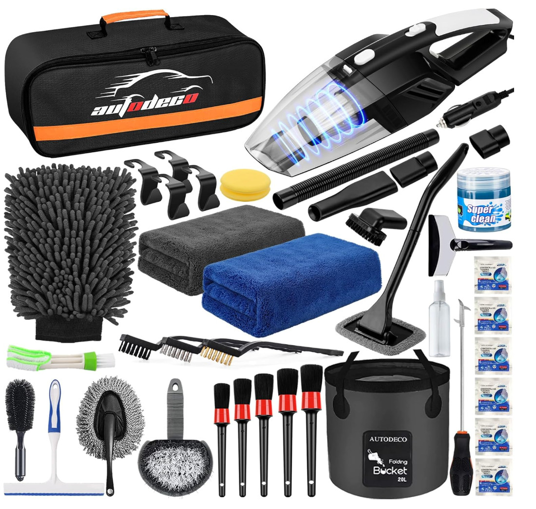 41Pcs Car Cleaning Wash Kit Interior Detailing Cleaner Kit with High Power Handh