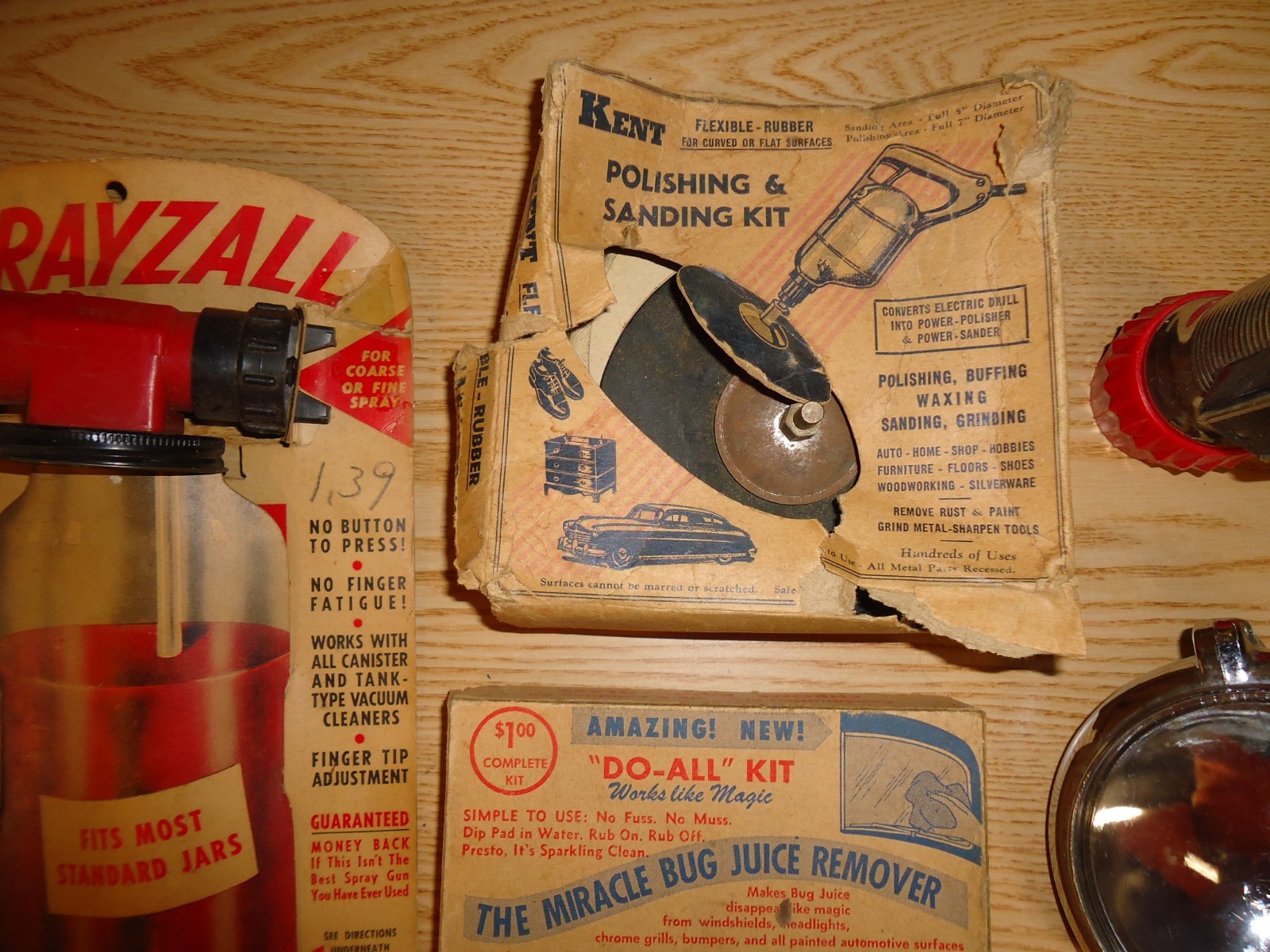 Mixed Lot Vintage Car Accessories / Cleaner / Polish Kit / Spot Light / Gas Cap
