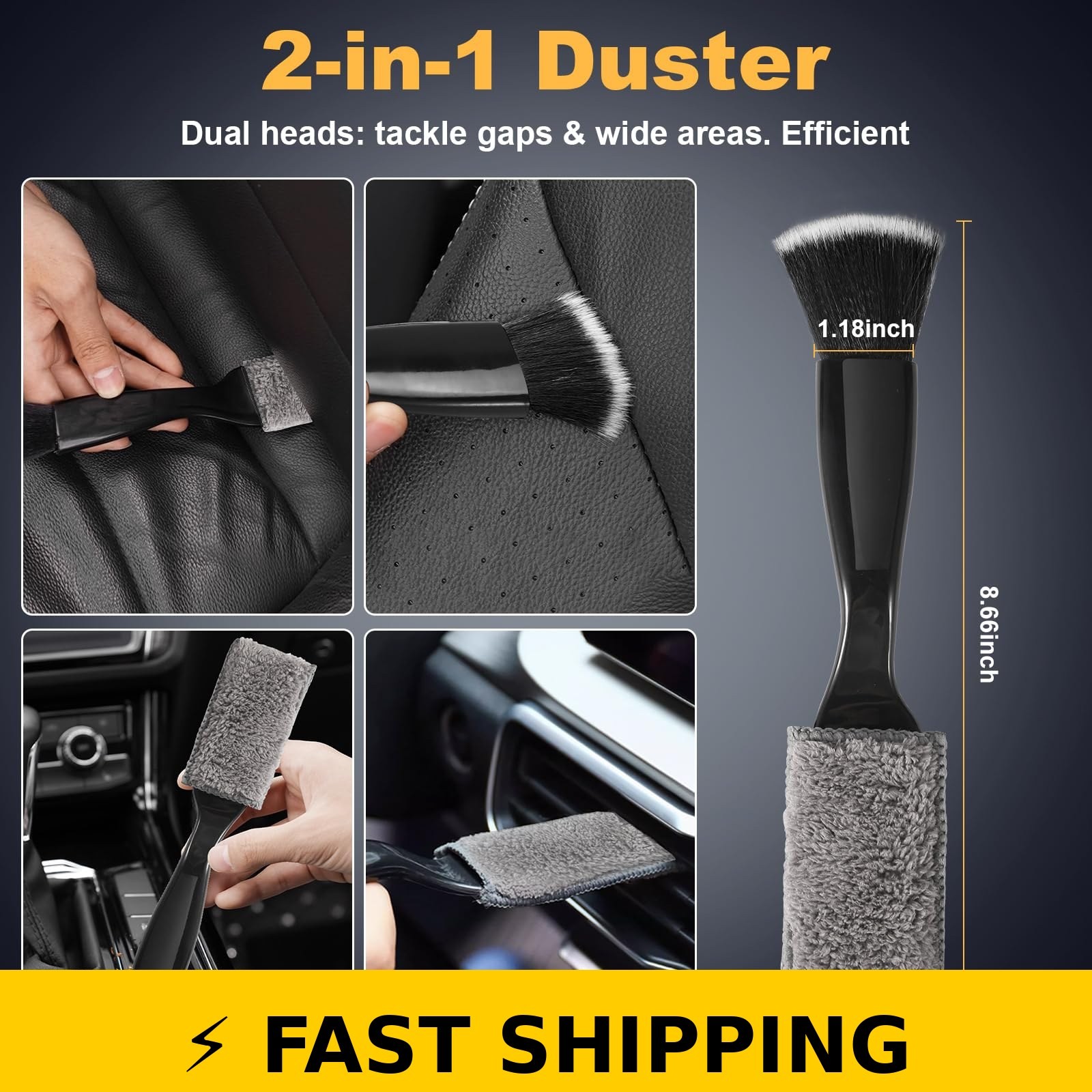 Qocuzax 8-Piece Car Detailing Kit – 160g Gel, Brushes, Towel & Bag