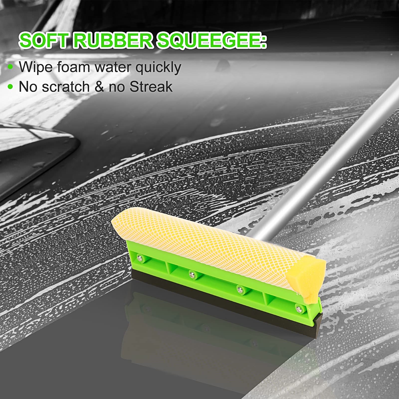 Wontolf 17pc Car Wash Kit, Cleaning Kit with Brush Long Green