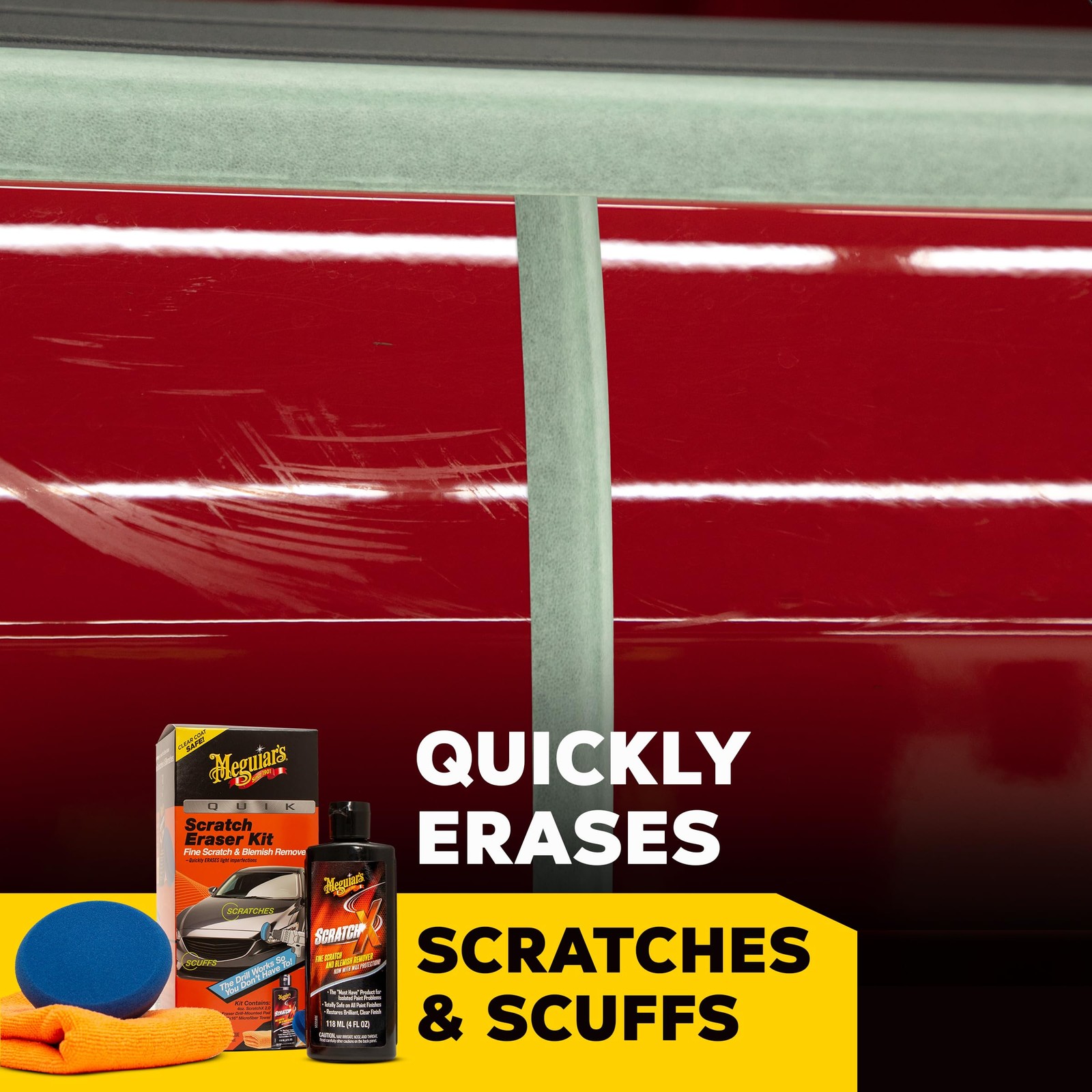 Meguiar’s Quik Eraser Kit, 4 Count, Car Scratch Repair ScratchX