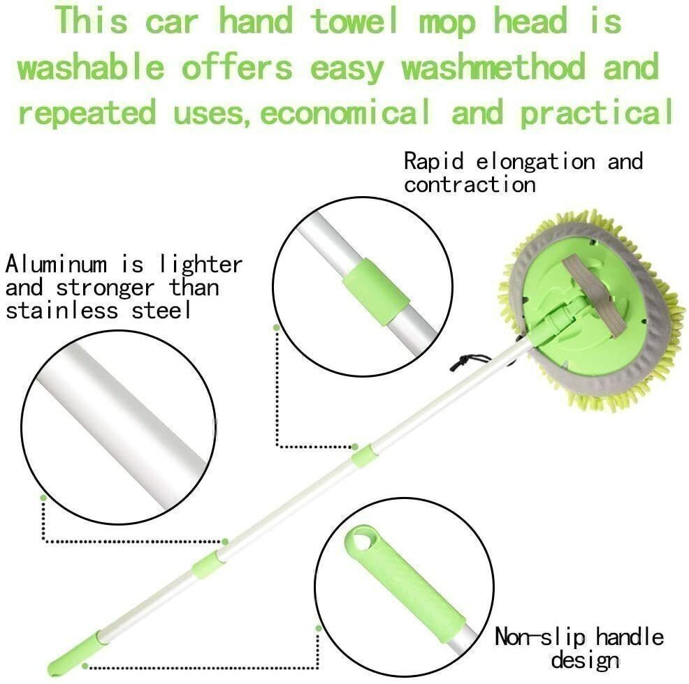 42.9″ Car Wash Mop RV Wash Brush with 180°Rotation Long Handle Washing Supplies