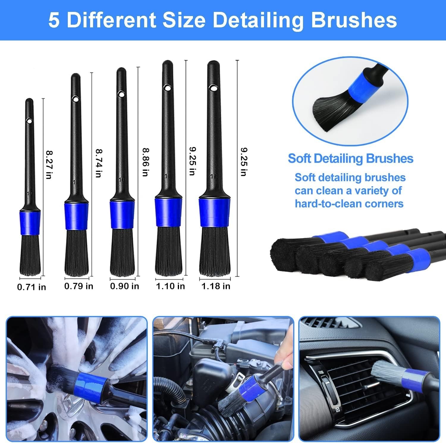62” Car Wash Brush Kit Mitt Mop Sponge with Long Handle, 1 Chenille Scratch-…