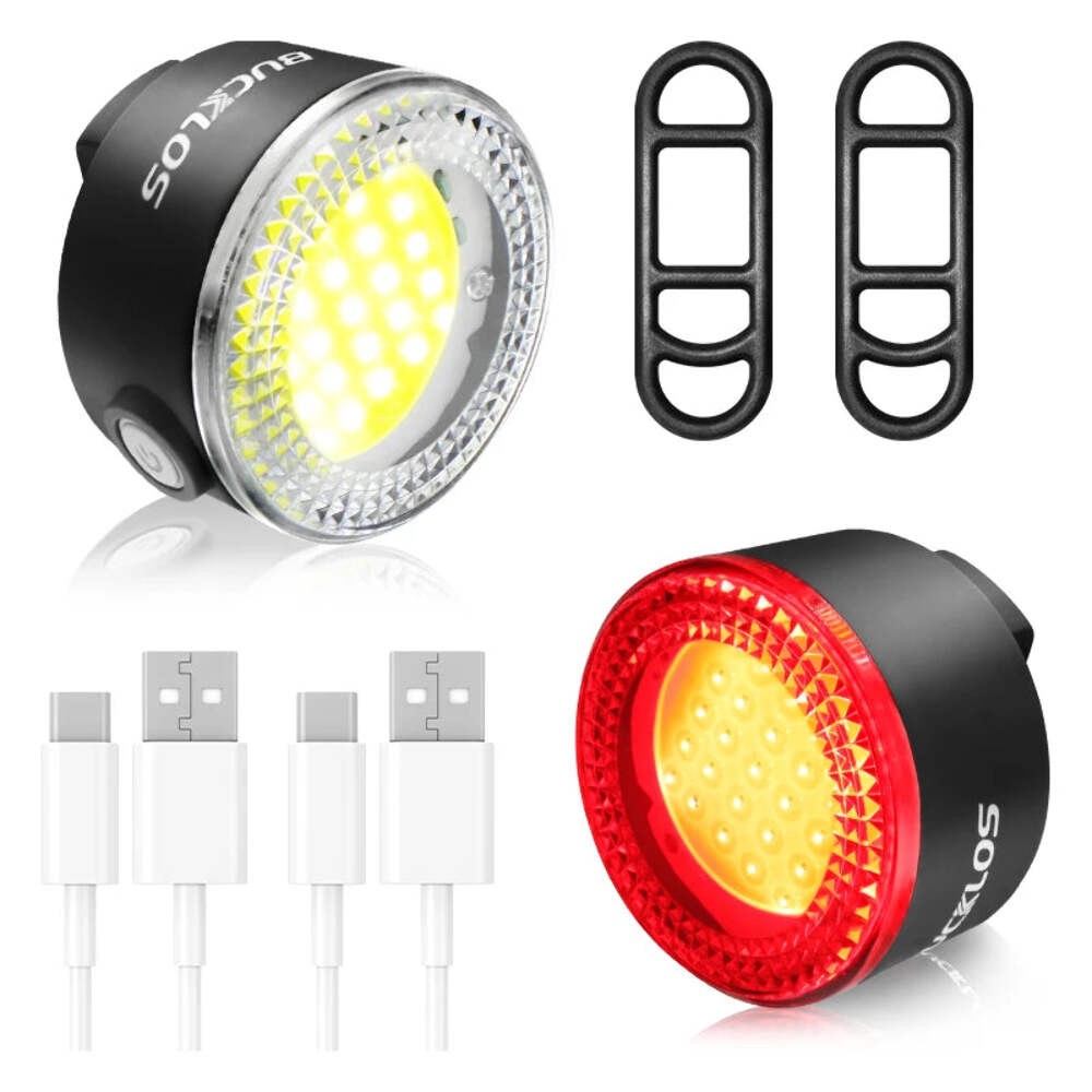 BUCKLOS COB Bike Taillights Headlight USB Rechargeable Bicycle Safety Warning