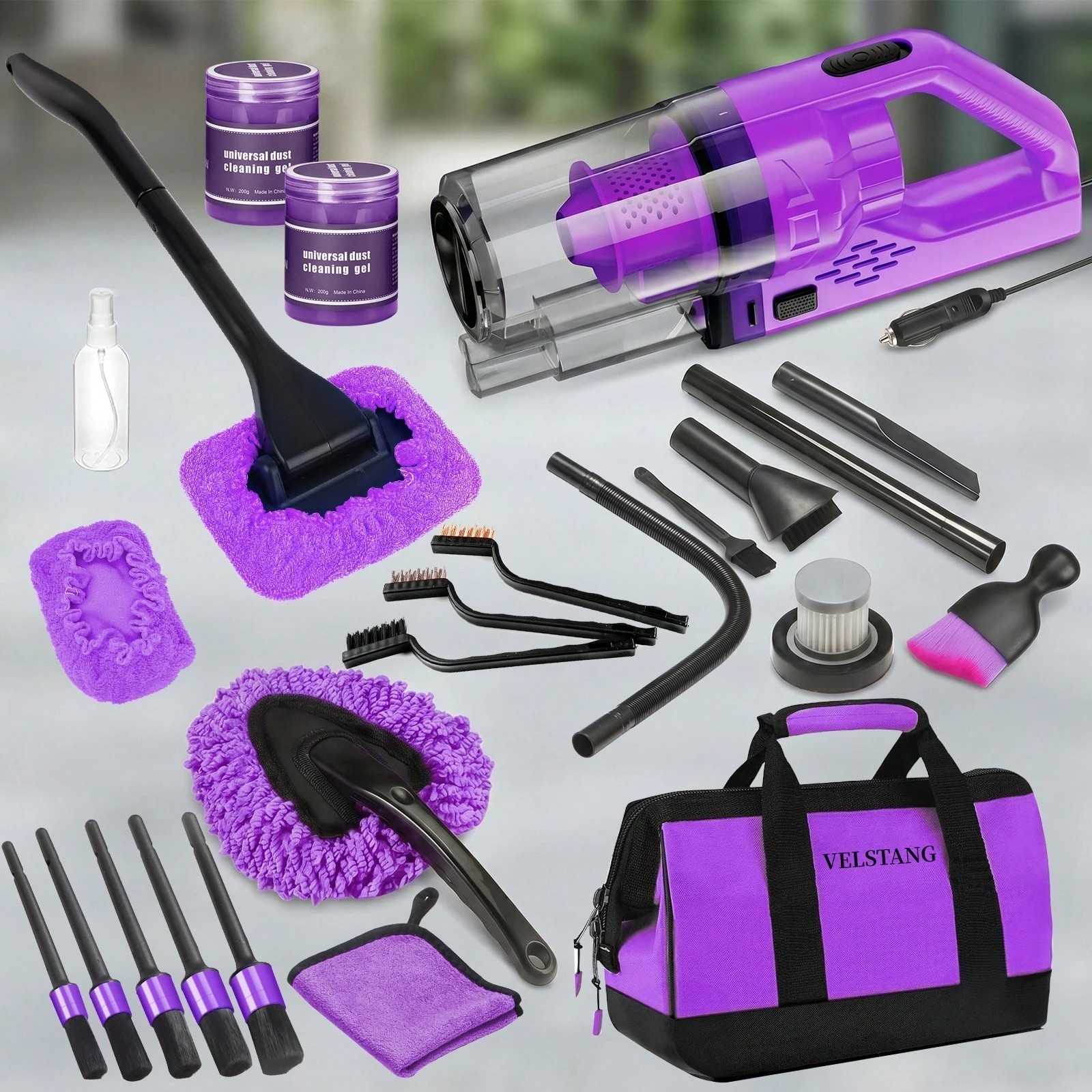 Car Detailing Kit Handheld Vacuum Interior Cleaning Brush Wash Tool Set