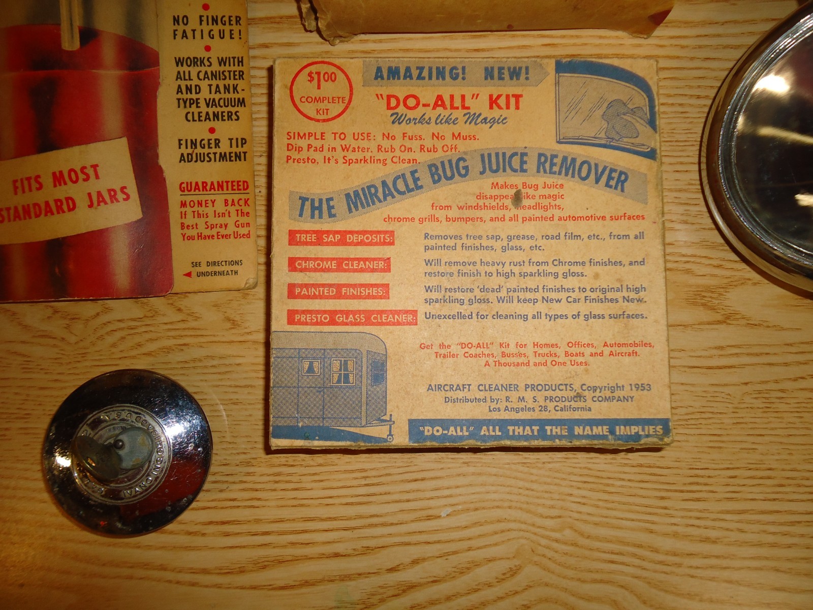 Mixed Lot Vintage Car Accessories / Cleaner / Polish Kit / Spot Light / Gas Cap
