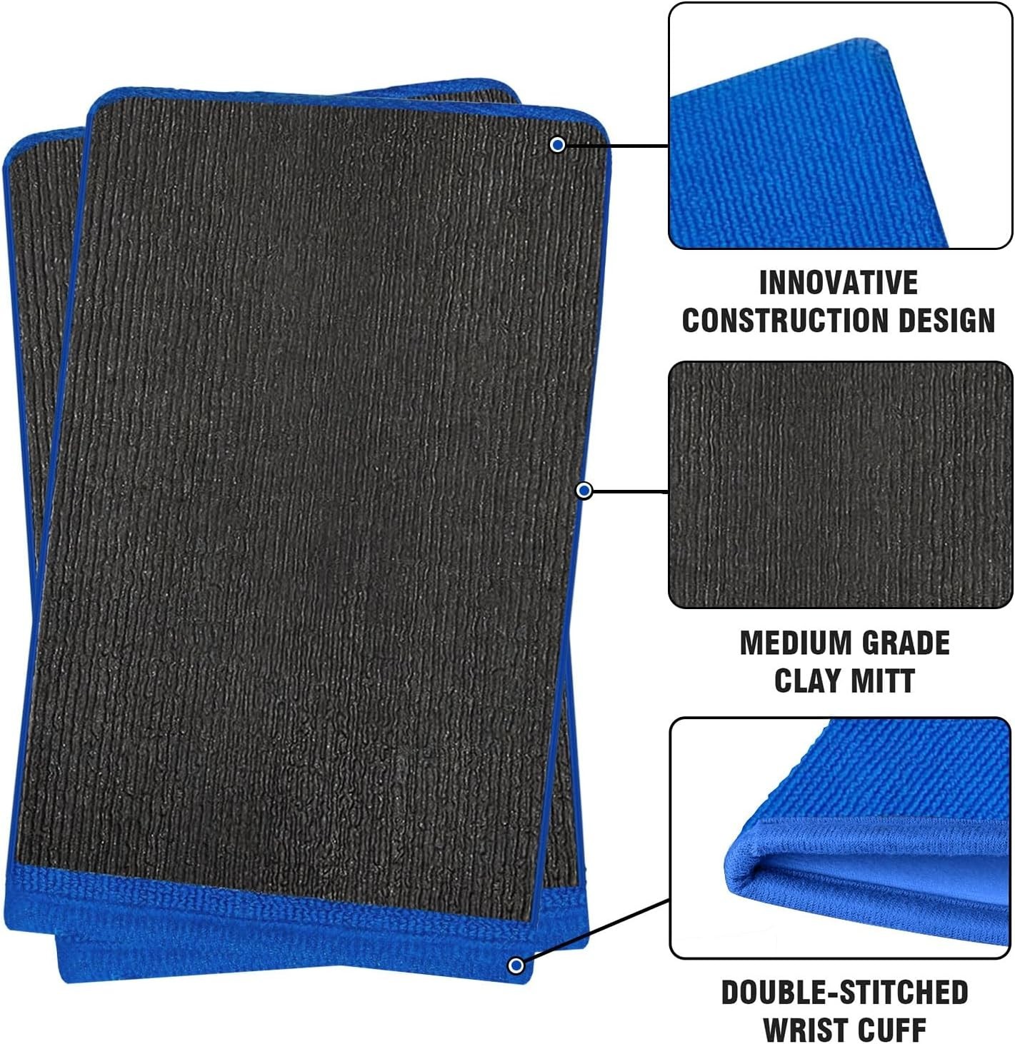 2 Pack Scratch-Free Clay Mitt Bundle – Medium Grade Microfiber Car Cleaning