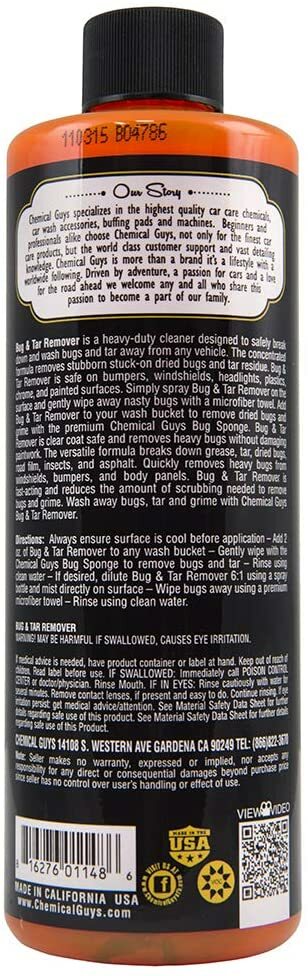 Chemical Guys Concentrated Bug and Tar Remover Car Wash Soap 16 Fl. Oz