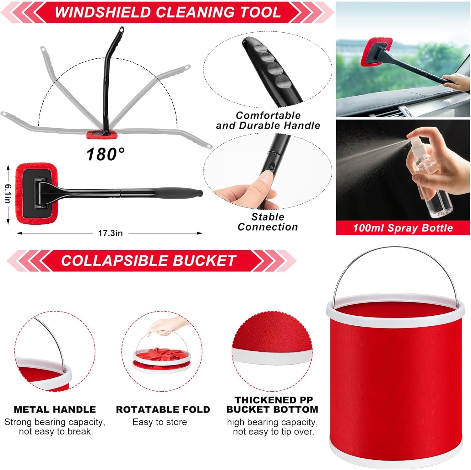 44-Piece Car Cleaning & Detailing Kit for Interior, Exterior & Windshield