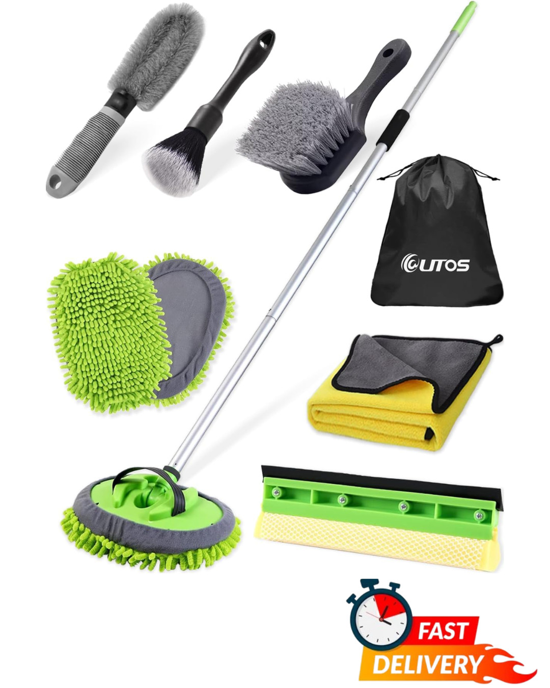 8Pcs Car Wash Kit 62in Long Handle Microfiber Cleaning Set Car RV Truck