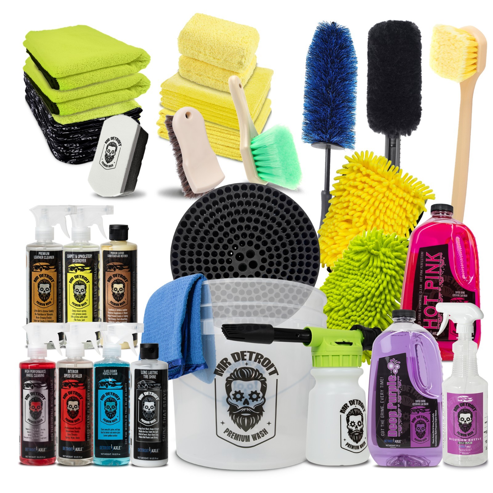 Mr. Detroit – 28pc Complete Detailing Kit for Interior & Exterior Detailing